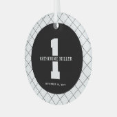 Gepersonaliseerde 1e Verjaardag Modern en Elegant Glas Ornament (Voorkant links)