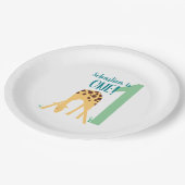 Gepersonaliseerde 1e Verjaardag Moderne Gele Giraf Papieren Bordje (Gekanteld)