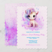 Gepersonaliseerde 1e Verjaardag Roze en Paarse Een Kaart (Voorkant / Achterkant)