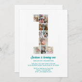 Gepersonaliseerde 1e verjaardag uitnodiging foto c (Voorkant / Achterkant)