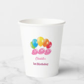 Gepersonaliseerde 1e Verjaardag Zacht Roze Meisje Papieren Bekers (Voorkant)
