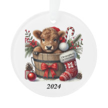 Gepersonaliseerde 1st Christmas Highland Koe Acryl