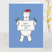 Gepersonaliseerde 1st Christmas Polar Beer Baby Kaart (Gele Bloem)