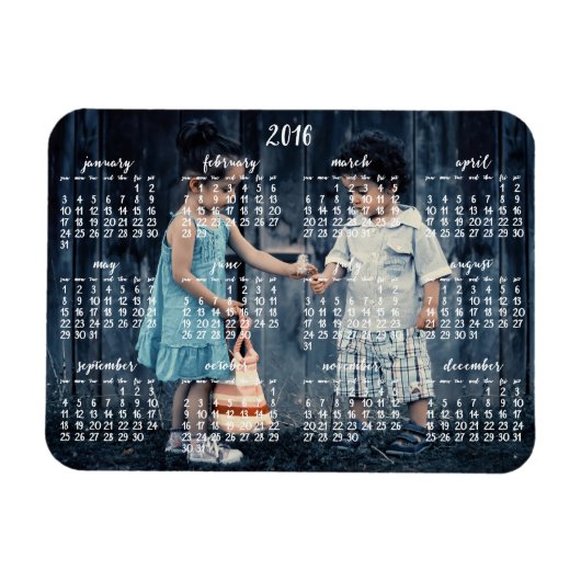 Gepersonaliseerde 2016 magnetische kalender 3x4 magneet (Horizontaal)