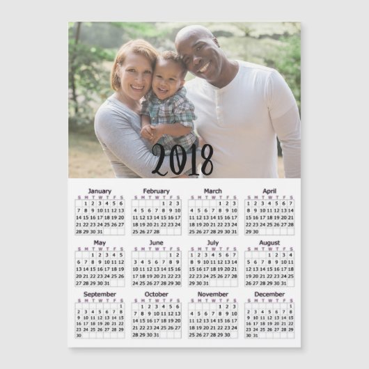 Gepersonaliseerde 2018 Kalender Magnetische Fotoka (Voorkant)
