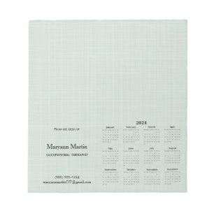 Gepersonaliseerde 2024 Maandelijkse kalender Groen Notitieblok