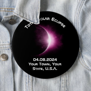 Gepersonaliseerde 2024 Solar Eclipse Pin Back Souv Ronde Button 6,0 Cm