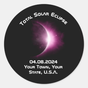 Gepersonaliseerde 2024 Solar Eclipse Pin Back Souv Ronde Sticker