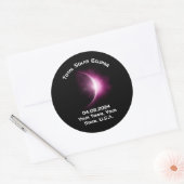 Gepersonaliseerde 2024 Solar Eclipse Pin Back Souv Ronde Sticker (Envelop)