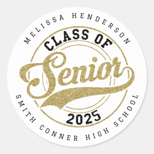 Gepersonaliseerde 2025 Afstuderen ronde Stickers (Voorkant)