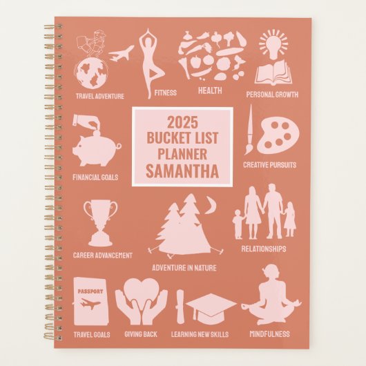 Gepersonaliseerde 2025 Bucket List Custom Name Pla Planner (Voorkant)