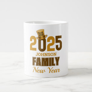 Gepersonaliseerde 2025 familienaam Gelukkig Nieuwj Grote Koffiekop