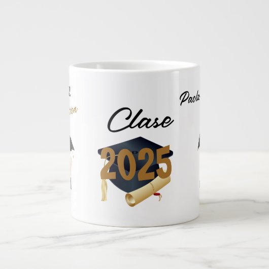 Gepersonaliseerde 2025 Zwart Goud Afstuderen Mok (Voorkant)