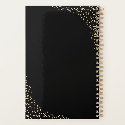 Gepersonaliseerde 2026 Black Gold Glitter Planner (Achterkant)