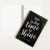 Gepersonaliseerde 2026 Black Gold Glitter Planner (Display)