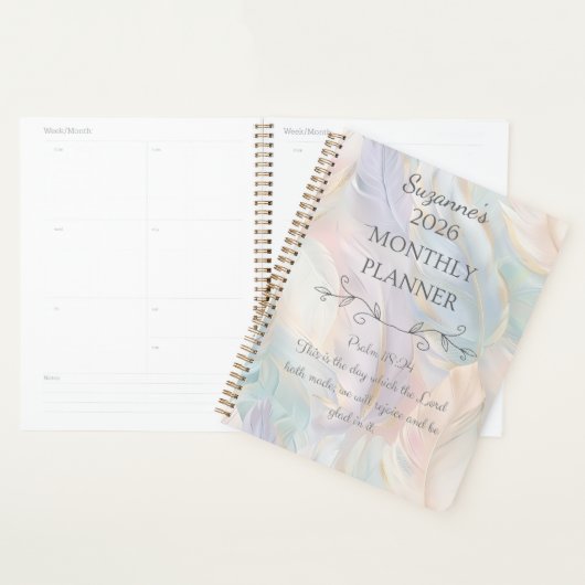 Gepersonaliseerde 2026 Boho Feather Psalms Bijbelv Planner (Display)