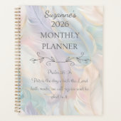 Gepersonaliseerde 2026 Boho Feather Psalms Bijbelv Planner (Voorkant)
