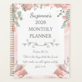Gepersonaliseerde 2026 Roze Bloemen Psalm Christel Planner (Voorkant)