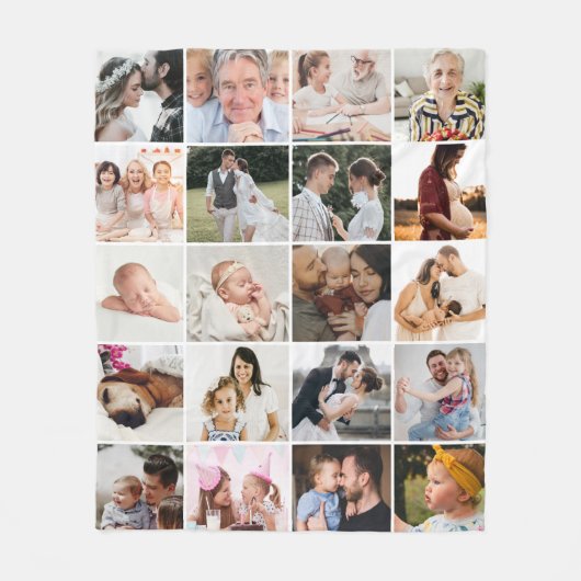 Gepersonaliseerde 20-foto collage deken (Voorkant)