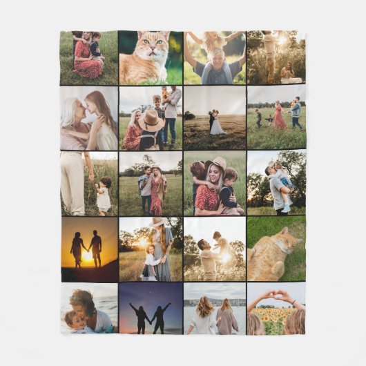Gepersonaliseerde 20 Fotocollage Fleece Deken (Voorkant)