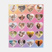 Gepersonaliseerde 20 hart foto kleurrijke collage fleece deken (Voorkant)