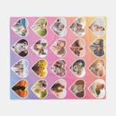 Gepersonaliseerde 20 hart foto kleurrijke collage fleece deken (Voorkant (Horizontaal))