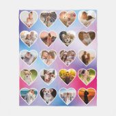 Gepersonaliseerde 20 hart foto kleurrijke collage fleece deken (Voorkant)