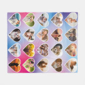 Gepersonaliseerde 20 hart foto kleurrijke collage fleece deken (Voorkant (Horizontaal))