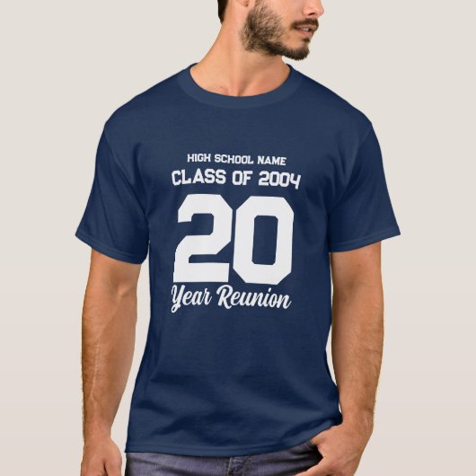 Gepersonaliseerde 20 jaar High School Reunion Eenv T-shirt (Voorkant)