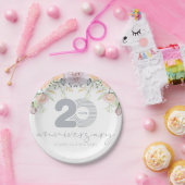 Gepersonaliseerde 20e bruiloft Jubileum Bloemen Papieren Bordje (Feest)