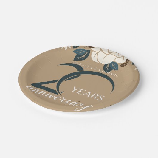Gepersonaliseerde 20e bruiloft Jubileum rustiek Papieren Bordje (Gekanteld)