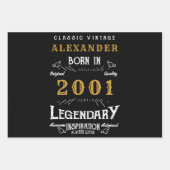 Gepersonaliseerde 20e geboortedag Geboren 2001  Zw Inpakpapier Vel (Voorkant 3)