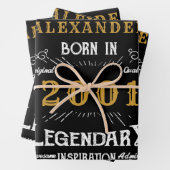 Gepersonaliseerde 20e geboortedag Geboren 2001  Zw Inpakpapier Vel (In situ)