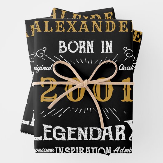 Gepersonaliseerde 20e geboortedag Geboren 2001  Zw Inpakpapier Vel (In situ)