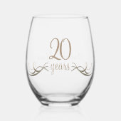Gepersonaliseerde 20e Jubileum Keepsake Custom Gif Wijnglas Zonder Voet (Voorkant)