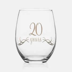 Gepersonaliseerde 20e Jubileum Keepsake Custom Gif Wijnglas Zonder Voet