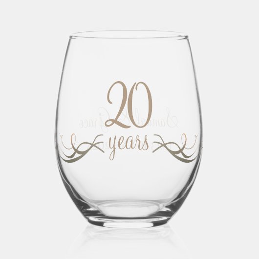Gepersonaliseerde 20e Jubileum Keepsake Custom Gif Wijnglas Zonder Voet (Voorkant)