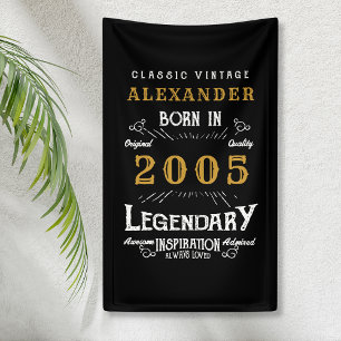 Gepersonaliseerde 20e Verjaardag Geboren 2005  Zwa Spandoek