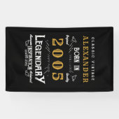 Gepersonaliseerde 20e Verjaardag Geboren 2005  Zwa Spandoek (Horizontaal)