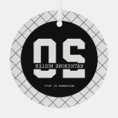 Gepersonaliseerde 20e verjaardag Modern en Elegant Glas Ornament (Achterkant)