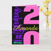 Gepersonaliseerde 20ste verjaardag POP Wenskaart Kaart (Gele Bloem)