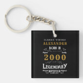 Gepersonaliseerde 21e Verjaardag Geboren 2000 Zwar Sleutelhanger (voorkant)
