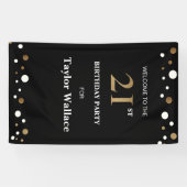 Gepersonaliseerde 21e verjaardag Gold en zwarte st Spandoek (Horizontaal)