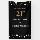 Gepersonaliseerde 21e verjaardag Gold en zwarte st Spandoek (Verticaal)