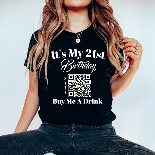Gepersonaliseerde 21e Verjaardag Koop me een Drink T-shirt