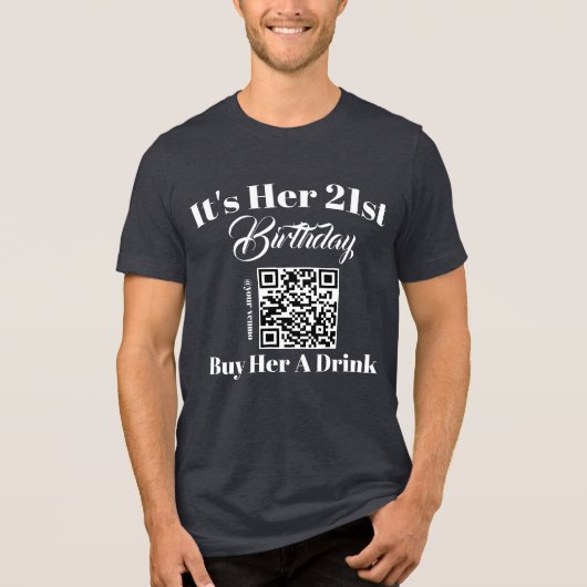 Gepersonaliseerde 21e Verjaardag Koop me een Drink Tri-Blend Shirt (Voorkant)
