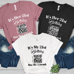 Gepersonaliseerde 21e Verjaardag Koop me een Drink Tri-Blend Shirt<br><div class="desc">Maak je klaar om in stijl te feesten met het gepersonaliseerde 21e verjaardag Buy Me A Drink QR Code Tri-Blend Shirt! Dit aangepaste t-shirt is ideaal voor het markeren van uw 21e verjaardag met flair, met jouw naam en leeftijd prominent op de voorkant. Of je nu de stad met vrienden...</div>