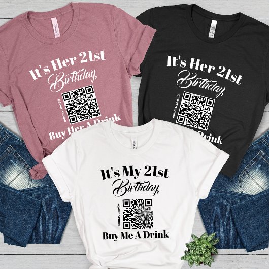 Gepersonaliseerde 21e Verjaardag Koop me een Drink Tri-Blend Shirt