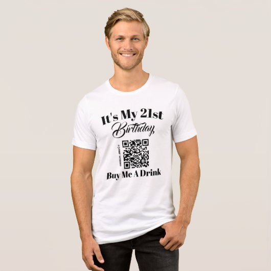 Gepersonaliseerde 21e Verjaardag Koop me een Drink Tri-Blend Shirt (Voorkant volledig)