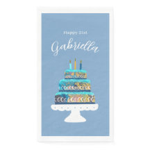 Gepersonaliseerde 21e verjaardag met blauwe en gou